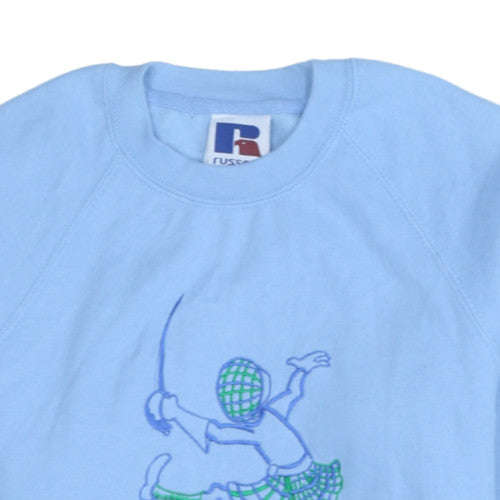 Russell Boys Blue Crew Neck Pullover Sweatshirt 11-12 Years Wallace Fencing Academy