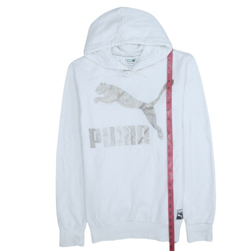 Puma Women's White L Pullover Hoodie with Logo Print