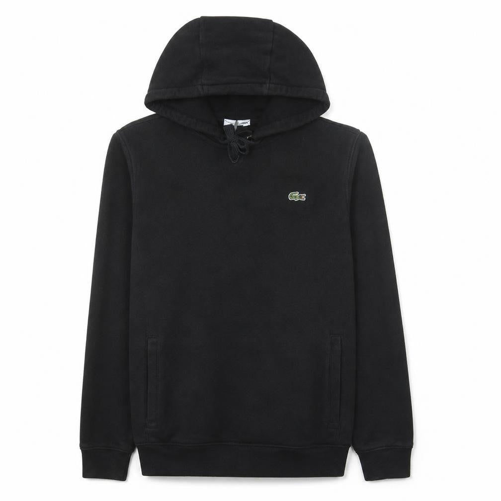 Lacoste Men’s Black Pullover Hoodie Size M Logo Fleece Sweatshirt