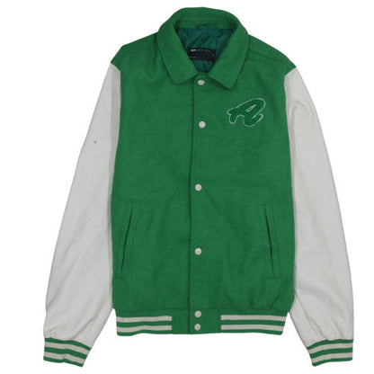 Additional front view of ASOS DESIGN Men's Green Varsity Jacket M Wool Blend Casual
