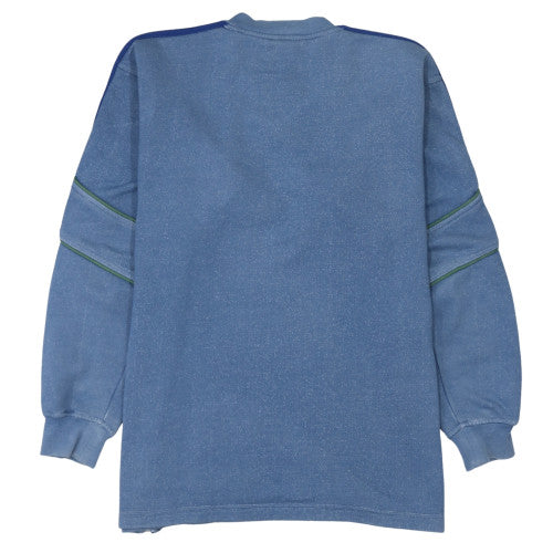 Adidas Men's Blue V-Neck Pullover Sweatshirt L Retro Sports Fleece