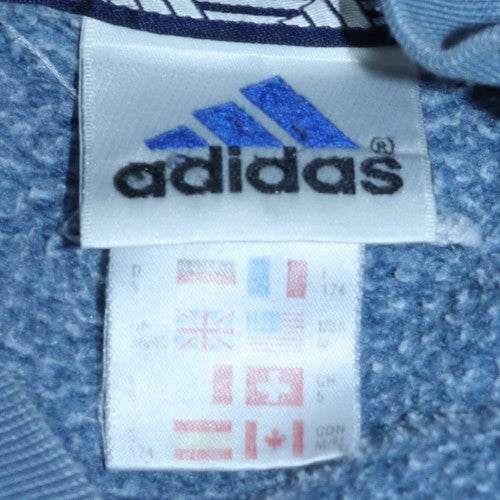 Adidas Men's Blue V-Neck Pullover Sweatshirt L Retro Sports Fleece