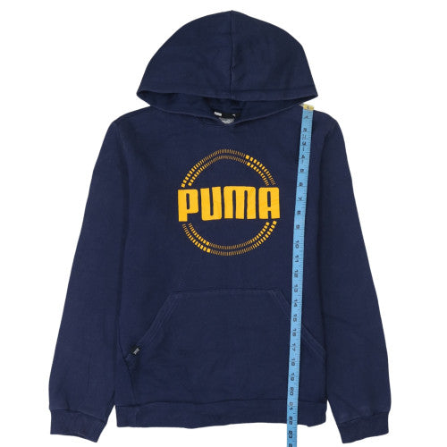 Puma Boys Navy Blue Pullover Hoodie 13-14 Years Logo Print Cotton Blend