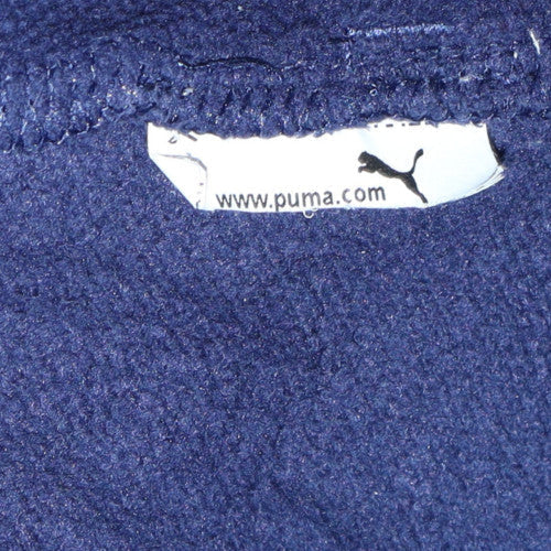 Puma Boys Navy Blue Pullover Hoodie 13-14 Years Logo Print Cotton Blend