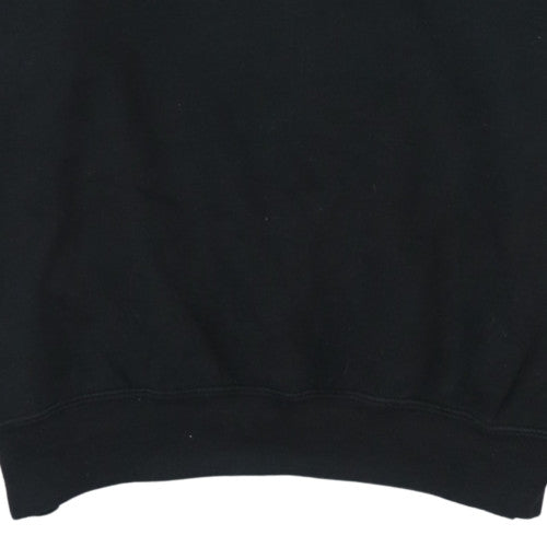 Russell Mens Black V-Neck Pullover Sweatshirt L Embroidered Logo