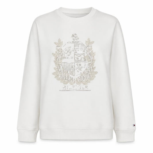 Tommy Hilfiger Womens White Embroidered Crest Sweatshirt S