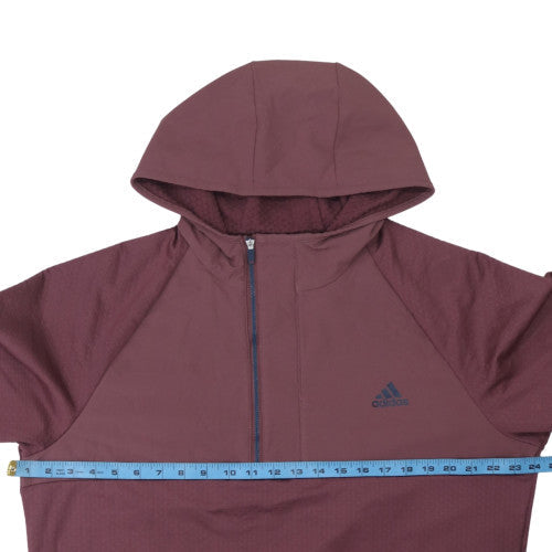 Adidas Womens Burgundy 1/2 Zip Hooded Pullover Sweatshirt Size L