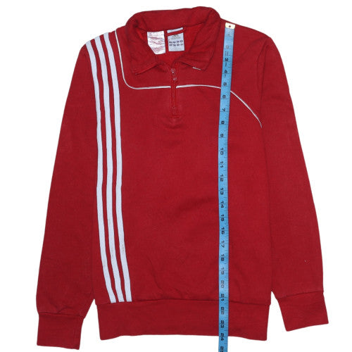 Adidas Boys Red 1/2 Zip Sweatshirt 164cm Cotton Blend Long Sleeve