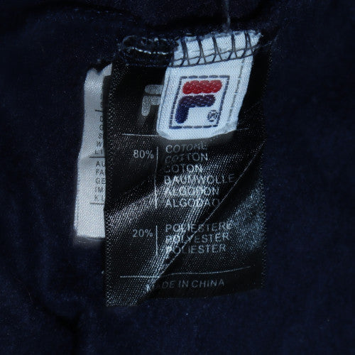 Fila Men Blue Full Zip Hoodie M Sports Logo Cotton Blend