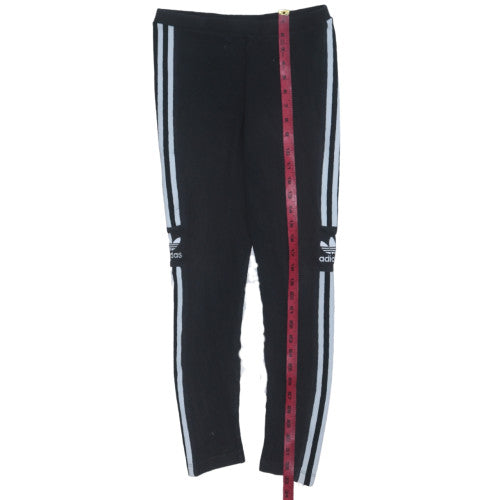 Adidas Womens Black 3-Stripes Cotton Stretch Leggings Size 10