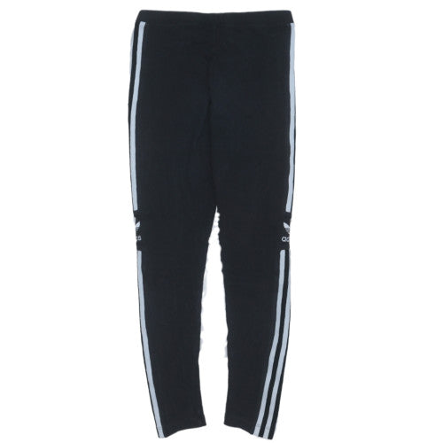 Adidas Womens Black 3-Stripes Cotton Stretch Leggings Size 10
