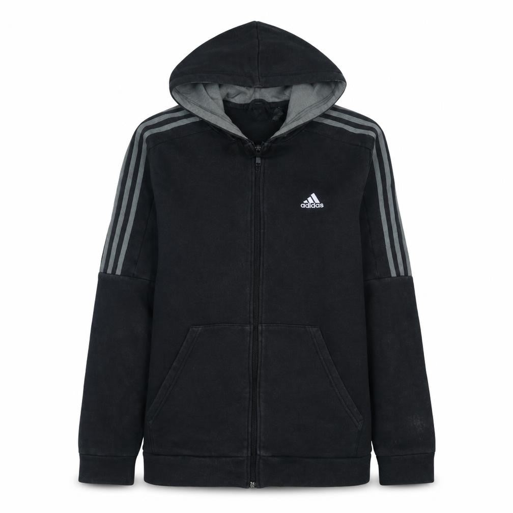 Adidas Mens Black Full Zip Hoodie Size L Sports Fleece Sweatshirt