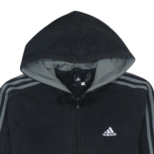 Adidas Mens Black Full Zip Hoodie Size L Sports Fleece Sweatshirt