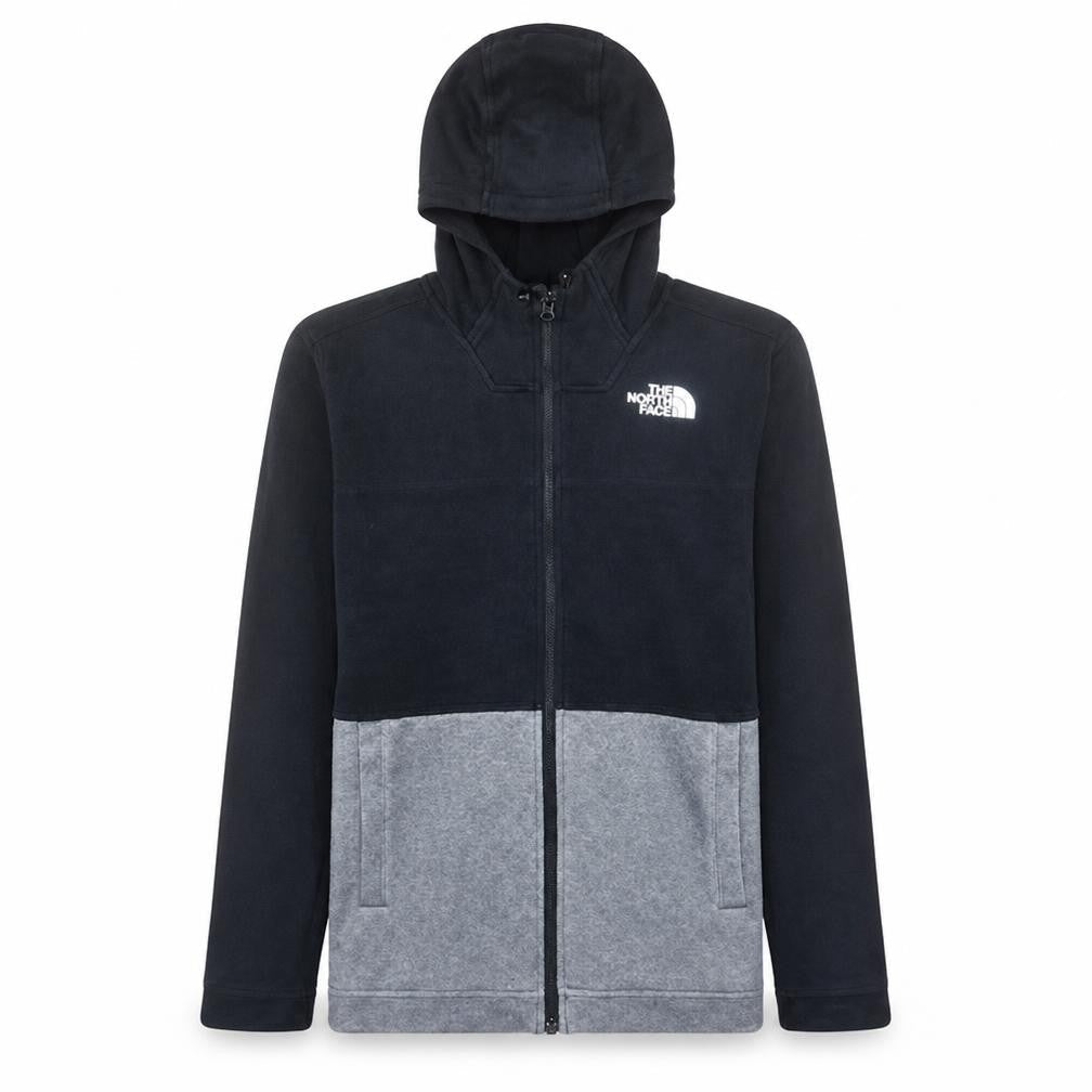 The North Face Boys Black Grey Full Zip Hoodie Size L Fleece Lined