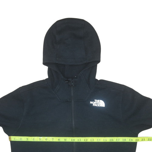 The North Face Boys Black Grey Full Zip Hoodie Size L Fleece Lined