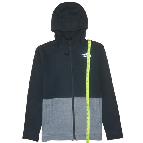 The North Face Boys Black Grey Full Zip Hoodie Size L Fleece Lined