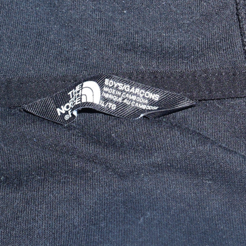 The North Face Boys Black Grey Full Zip Hoodie Size L Fleece Lined