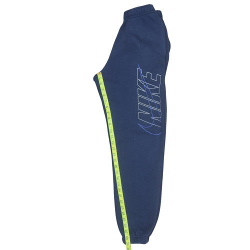 Nike Men's Blue Fleece Sweatpants Size S Elastic Waist Logo Joggers