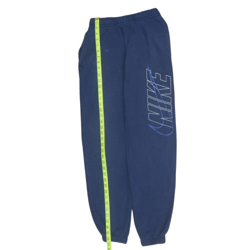 Nike Men's Blue Fleece Sweatpants Size S Elastic Waist Logo Joggers