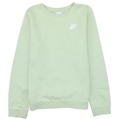Additional front view of Nike girls’ green crew neck pullover sweatshirt, size L, 147-158 cm