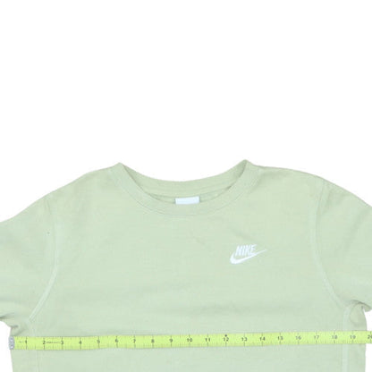 Back view of Nike girls’ green crew neck pullover sweatshirt, size L, 147-158 cm