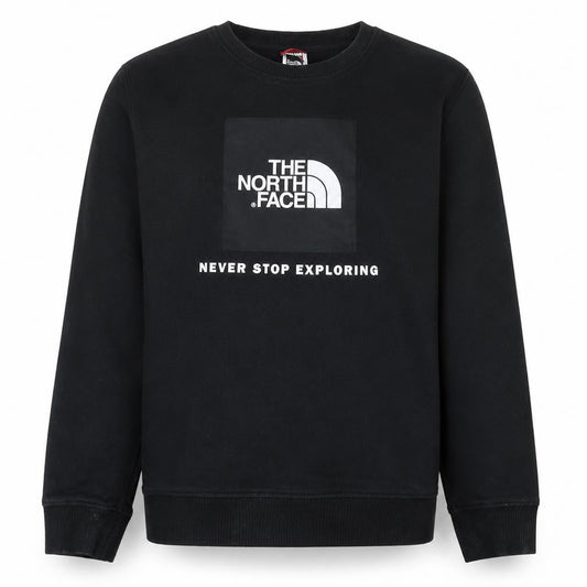 Front view of The North Face boys’ black xl crew neck pullover sweatshirt 100% cotton