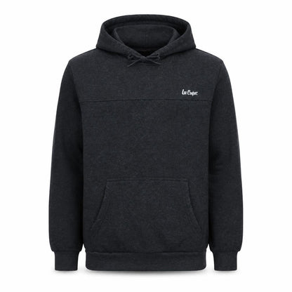 Front view of Lee Cooper Men’s Black Pullover Hoodie, size M, Regular Fit