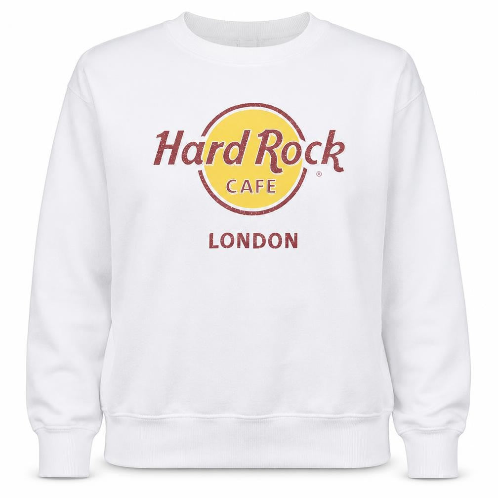 Hard Rock Cafe Women's White XL Pullover Sweatshirt London Logo