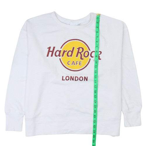 Hard Rock Cafe Women's White XL Pullover Sweatshirt London Logo