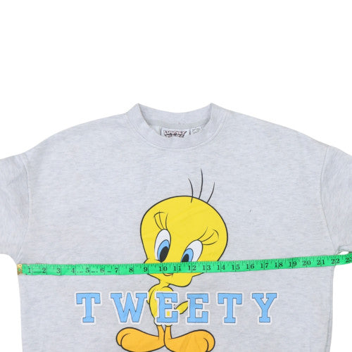 Looney Tunes Women Grey Tweety Sweatshirt Size S Crew Neck Pullover