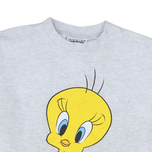 Looney Tunes Women Grey Tweety Sweatshirt Size S Crew Neck Pullover