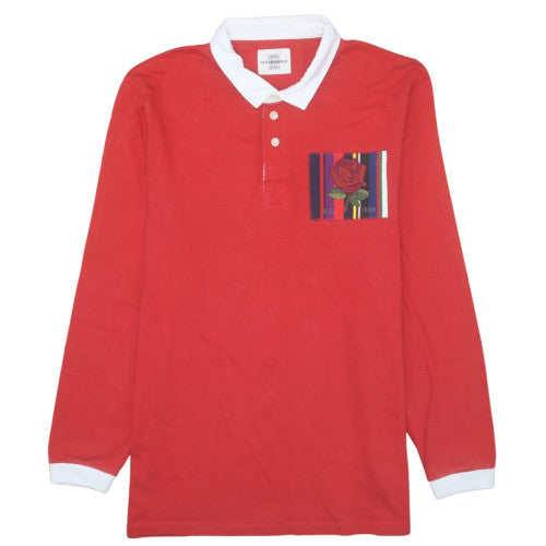 Kingsman Mens Red Long Sleeve Cotton Rugby Shirt XL Casual Top