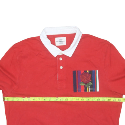 Kingsman Mens Red Long Sleeve Cotton Rugby Shirt XL Casual Top