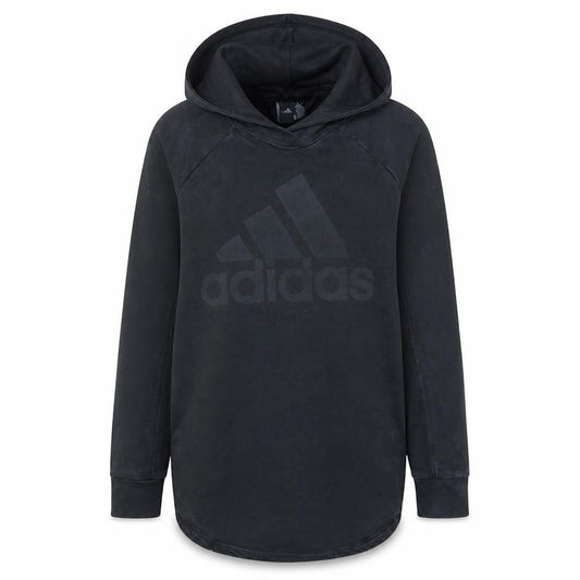 Front view of Adidas Women's Black Pullover Hoodie, size S, Classic Logo Sweatshirt