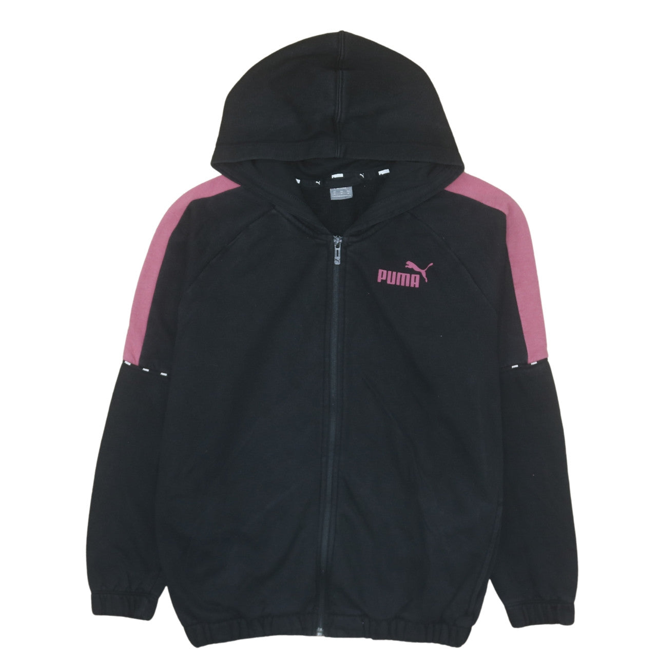 Puma Womens Black Full Zip Hoodie M Colourblock Hooded Sweatshirt