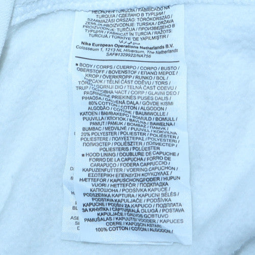 Nike Men's White Pullover Hoodie M Sports Logo Fleece