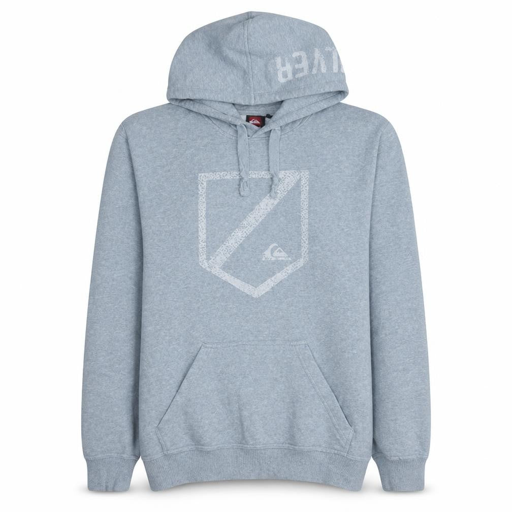 Quiksilver Mens Grey Pullover Hoodie Medium Logo Fleece Sweatshirt