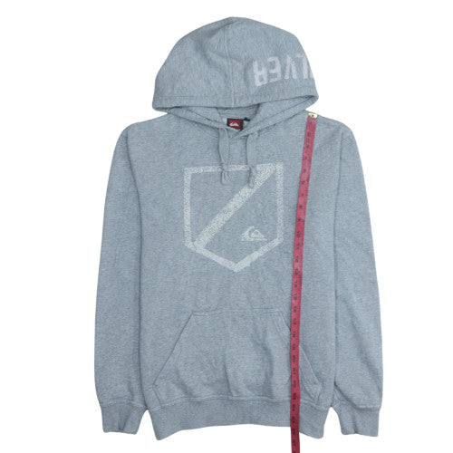 Quiksilver Mens Grey Pullover Hoodie Medium Logo Fleece Sweatshirt