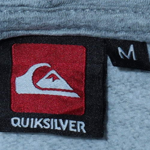 Quiksilver Mens Grey Pullover Hoodie Medium Logo Fleece Sweatshirt