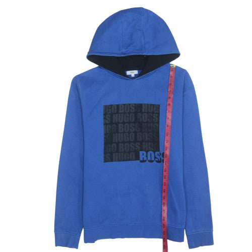 Hugo Boss Boys Blue Pullover Hoodie 16 Years Logo Print Regular Fit