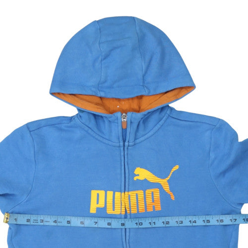 Puma Boys Blue Full Zip Hoodie 13-14 Years Cotton Blend Casual