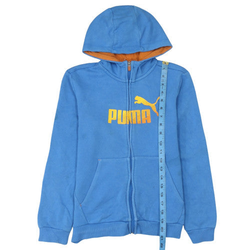 Puma Boys Blue Full Zip Hoodie 13-14 Years Cotton Blend Casual