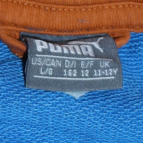 Puma Boys Blue Full Zip Hoodie 13-14 Years Cotton Blend Casual