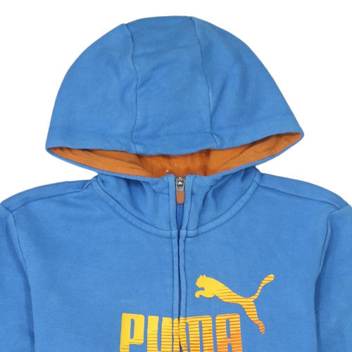 Puma Boys Blue Full Zip Hoodie 13-14 Years Cotton Blend Casual