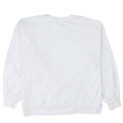 Levi's Women's White Crew Neck Pullover Sweatshirt L Logo Print