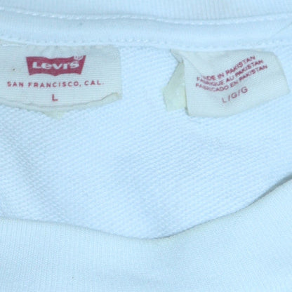 Levi's Women's White Crew Neck Pullover Sweatshirt L Logo Print