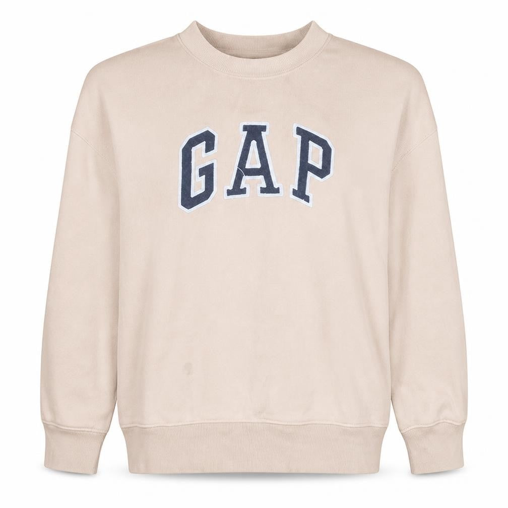 Gap Womens Beige Crew Neck Logo Sweatshirt Size M