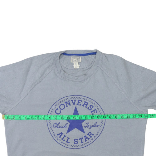 Converse Men's Grey Crew Neck Pullover Sweatshirt L Logo Print
