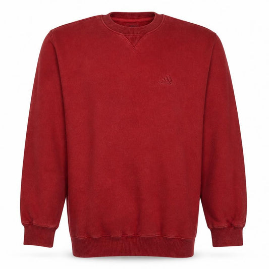 Adidas Mens Red Crew Neck Pullover Sweatshirt Size L Regular Fit