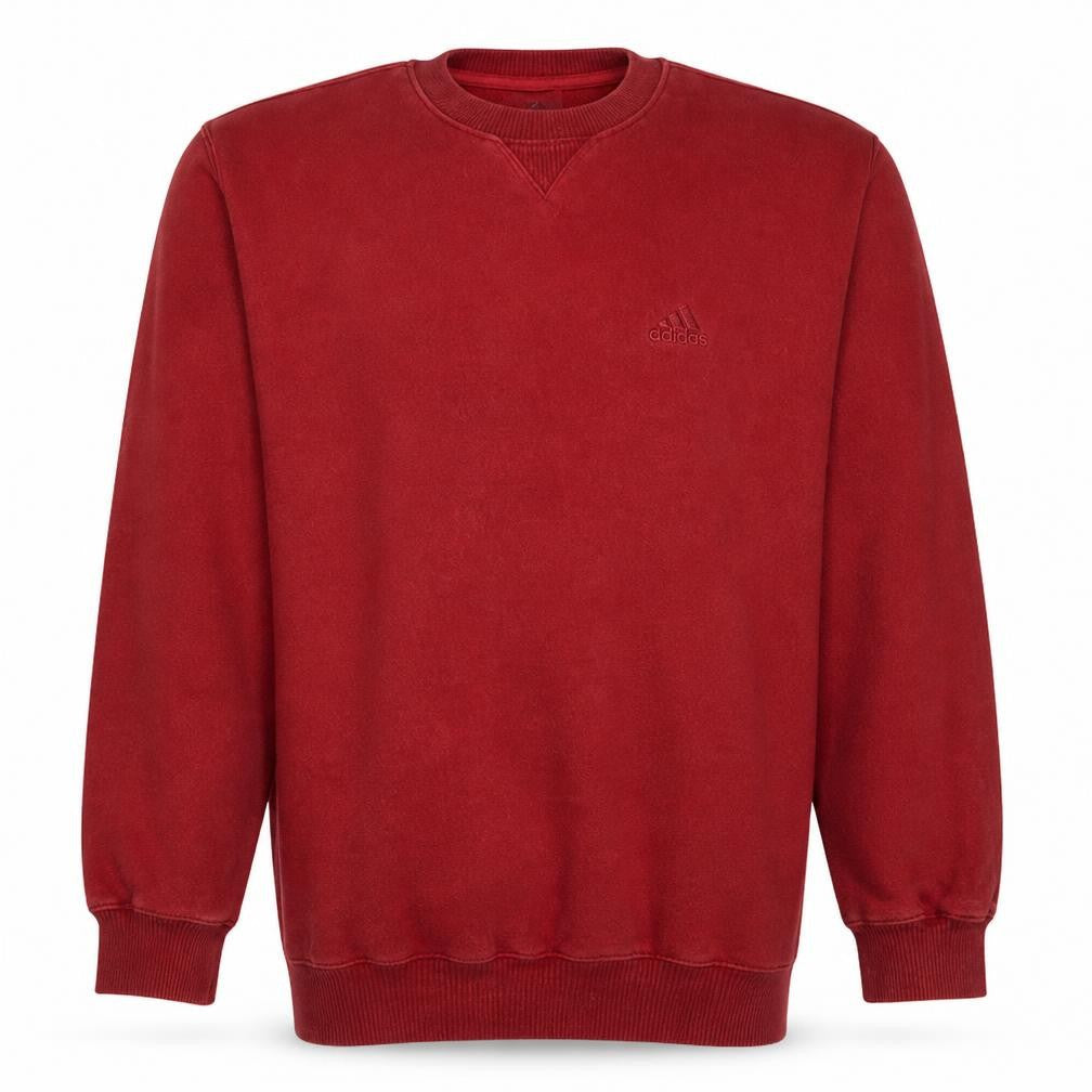 Adidas Mens Red Crew Neck Pullover Sweatshirt Size L Regular Fit